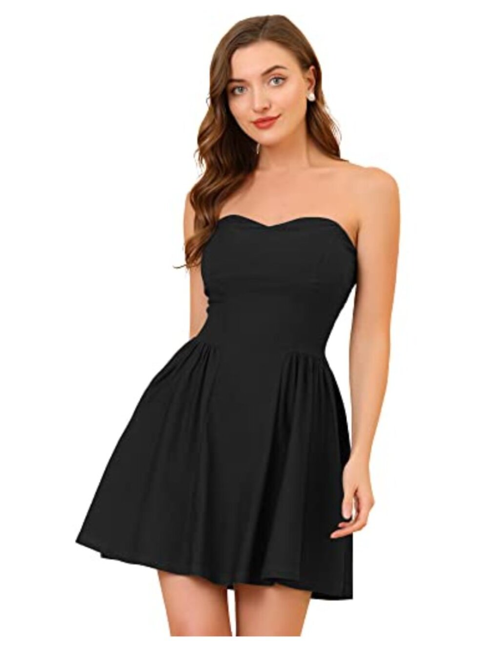 Allegra K Women Sexy Strapless Off Shoulder Cocktail Party Mini Dress